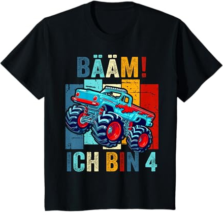 4 Jahre Junge Geburtstag Vier Monster Truck BÄÄM! ICH Bin 4 T-Shirt