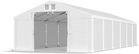 DAS COMPANY Lagerzelt 5x12m wasserdicht weiß Zelt 560g/m² PVC Plane hochwertig Zelthalle Winter SD - Zeltgarage - Pavillon - Zeltgarage Winterfest - Lagerzelt Winterfest - Winterzelt