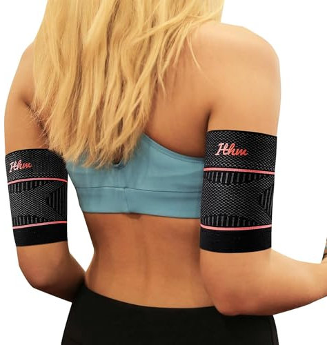 ITHW Bizeps-Kompressionsbandage für Damen und Herren (1 Paar), Bizepssehnenentzündung, Trizeps-Schmerzen, Oberarm-Stützbänder zur Schmerzlinderung, Muskelzerrungen und Entzündungen, Größe M