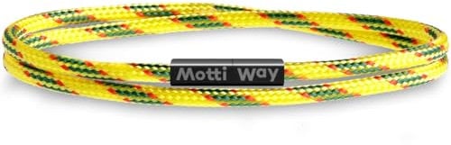 Motti Way Nautical Durable Yellow Rope Cord Cuff Unisex Waterproof Bracelet with Magnetic Clasp for Men & Women, S Size
