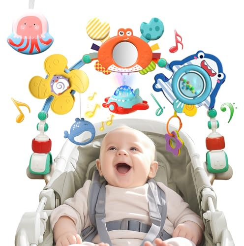 Arco Gioco Passeggino Neonato, Giocattoli Musicali per Passeggini 0 3 6 12 Mesi, Giochi Sensoriali a Sonaglio Appeso, Montessori Regalo Neonato