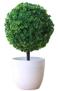 RYGRZJ Kleine künstliche Pflanzen, Mini-Buchsbaum, Formschnitt, künstliche Pflanzen, kugelförmiger Baum, Bonsai-Gras, Kugel, Grün in Töpfen für Zuhause und Büro (grün)