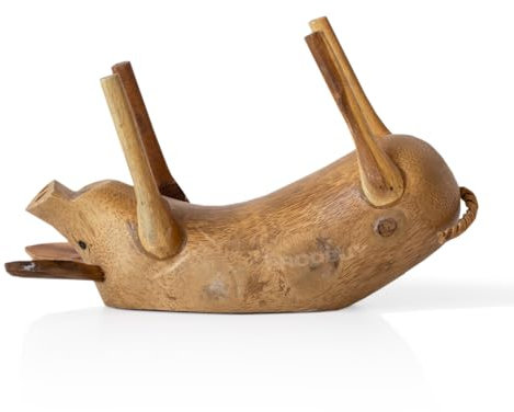 Prodbuy Teak Wood Novelty Drunken Pig Single Wine Bottle Holder Stand Ornament Gift