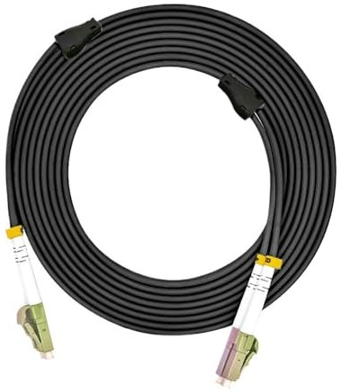 ELEBOR Al aire libre Blindado 300 metros LC-LC Dúplex 10 Gigabit 50/125 Cable óptico de fibra multimodo OM3 Negro 1 0GB LC a LC Jersey del cable de parche