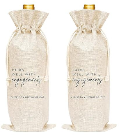 LFCFBH 2 PCS Engagement Wine Gift Bag, Bottle Bags for Wine, Suitable for Wedding Engagement Party