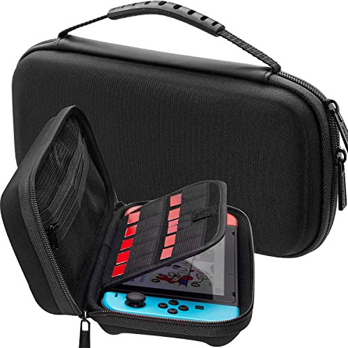 QkonkgnS Custodia per interruttore per Nintendo Switch Lite/Switch OLED, custodia da viaggio con 20 carte da gioco e maniglia, custodia rigida per il trasporto