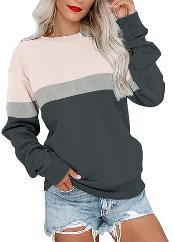 Cindeyar Sweatshirt Damen Pullover Elegant Langarmshirt Rundhals Farbblock Pulli Longsleeve Oberteile Winter Shirt Langarm Tops Sweatshirts Ohne Kapuze