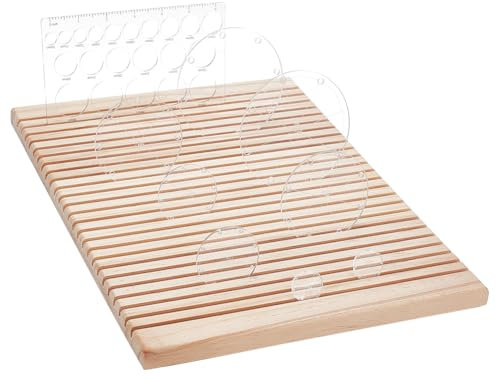 PH PandaHall Hölzerne Quilting Lineal Lager Rack Ruler Lehrervorlage Organizer Holz Quilting Grid Ruler mit 25 Slots für Herrscher Lineal Organizer Schmuck Display Verkaufsständer, 37.6x27.7cm
