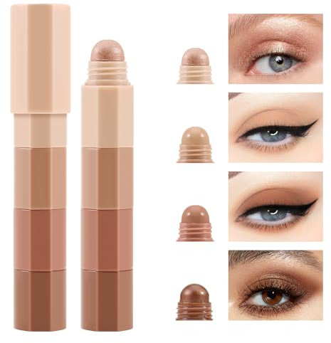 Boobeen Creme-Lidschatten-Stift-Set: Silber, Nude, Champagner, Bronze, Braun - Langanhaltender, wasserfester Lidschatten für die Augen mit matter und schimmernder Textur