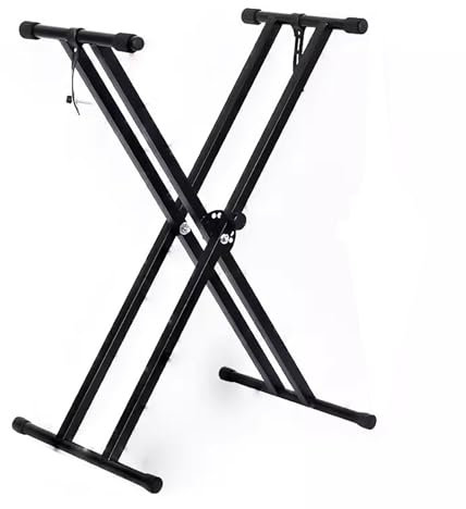 YIKANLIA Keyboard Ständer Doppelstrebig Keyboardständer Keyboardständer mit Feststellgurten 37–96cm Doppel X-Frame,5/7 verstellbare Höhenpositionen Belastbar 30kg,Standard