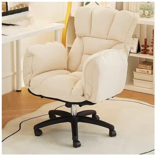 Chaise de gaming ergonomique avec roulettes pour bureau et salon Beige