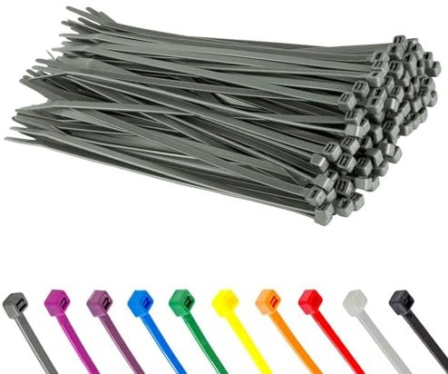 100 Stück Kabelbinder, 2,5mm Kabelbinder UV Beständig, Nylon Verschiedene Größen Super Haltbar Selbsthemmend Cable Ties (Grau, 100 Stück x 100mm)