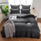 Amolavet Hotel Bettwäsche 135x200 Mikrofaser Schwarz 2teilig Set Bettwäsche 135x200 Mako Satin Mikrofaser Damast Streifen Weiß mit Reißverschluss für Ganzjährig
