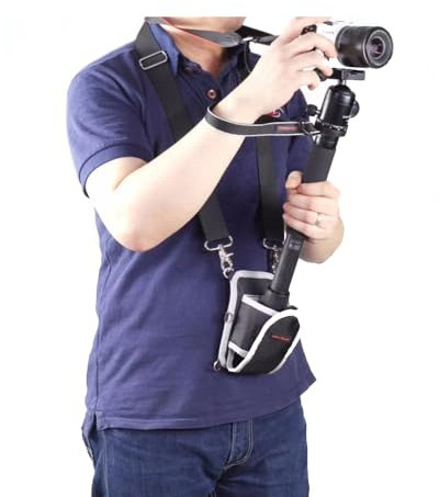 Nicama Kamera Monopod Schulter Hals Gurt Stativ Gürtel Taille Tasche Gewicht Unterstützung für Gimbal Stabilisator, DJI Ronin-S, Zhiyun Crane2, Moza Air2, halten Gimbal einfacher und länger(Schwarz)