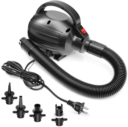 VEBESYET Elektrische Luftpumpe für Luftmatratzen, Gymnastik Luftmatratze und Quick Fill Track Inflator/Deflation für Pool Floats Spring Floß 4 Pack