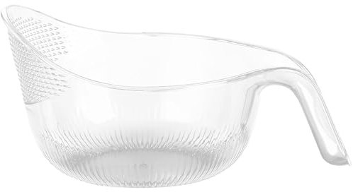 Hperu Laveuse de Riz en Plastique, passoire à laveuse de Riz avec des Trous Fins et Manipuler Un Bol à Laver aux Fruits pour Nettoyage des Fruits, légumes (Transparent) 9x5 Pouces