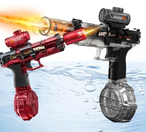 2 Pcs Electric Water Gun,Automatic Water Gun Pistols,Rechargeable Electric Water Pistol With Multifunctional Light Effects,Long Range Motorized Water Guns for Boys Girls Children Adults