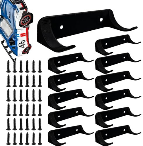 Toy Car Holder Wall- Car Display Wall Mount,Vertical Toy Storage Holder, 12PCS Model Organizer Stand | Sturdy Display Brackets with Screws, Compatible with Legos Speed Champions Vehicles