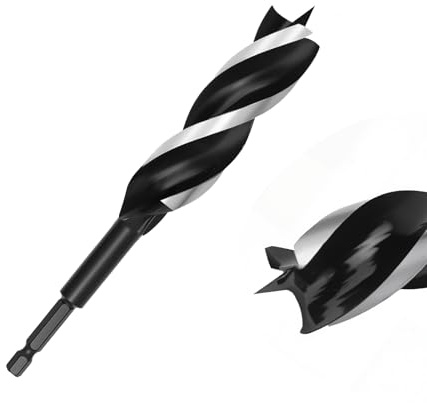 1 Inch Auger Drill Bit for Wood, 6 Long Carbon Steel Quick Change Hex Shank Wood Drill Bit for Hardwood, Softwood and Plastic