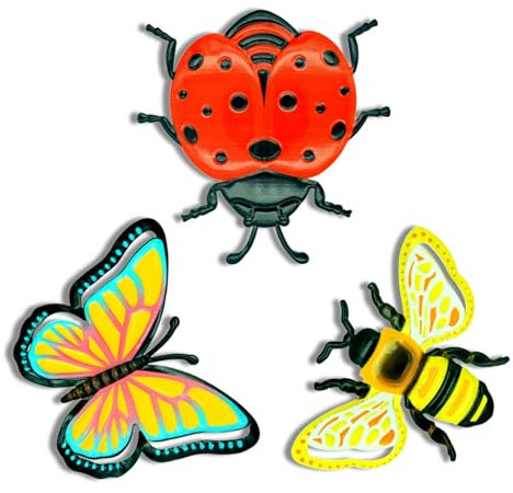 KASESSS 3 Pcs Metal Insect Wall Art Decor, Wall Decor, Garden Decorations, Colorful Garden Fence Decorations, 3D Outdoor wall Art Butterfly Bee Ladybird for garden Backyard Balcony Indoor Living Room