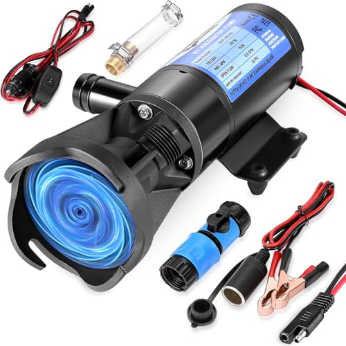 ​RV Macerator Pump 12V | 12GPM Portable RV Waste Pump w/Quick-Release Fittings,10ft Discharge Lift, Garden Hose Port, Dry-Run Protection & Fresh Water Rinse