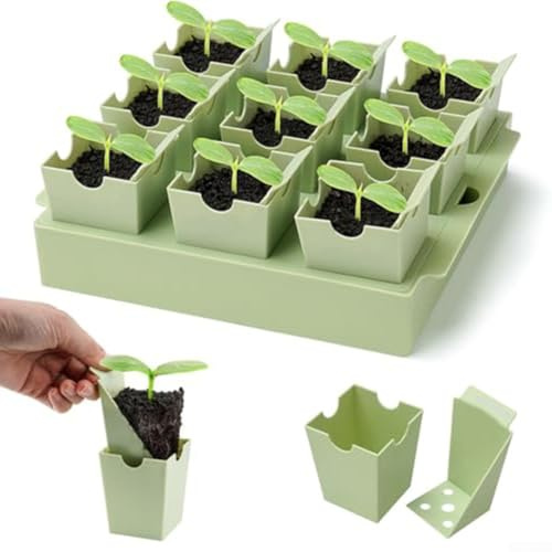 9 Cells Seed-Trays, Reusable Seed-Trays Dual-Handle Germination Kit Germination Trays Kit Plastic For Greenhouse