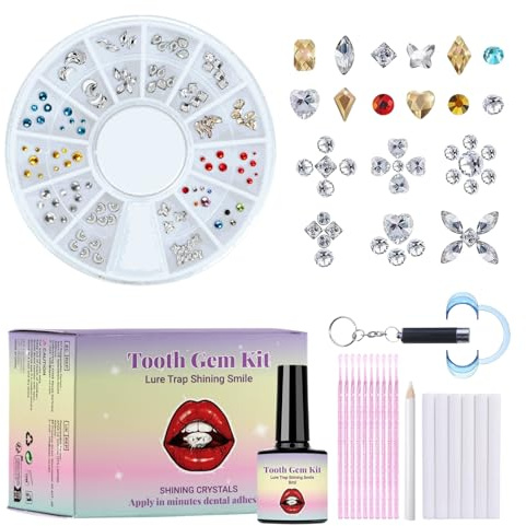 Tooth Gem Kit - DIY Tooth Gems Kit - Sparkling Tooth Gem For Teeth Decor - Fashionable Crystal Teeth Gem Kit For Women Temporary Sparkling Smile Accessories - Shiny Removable Teeth Gems Decorations