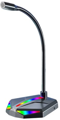 Computer Microphone Noise-Canceling PC Equipment with RGB Light | Computer Microphone for Desktop for Recording Games Chatting Broadcast Podcasting Streaming