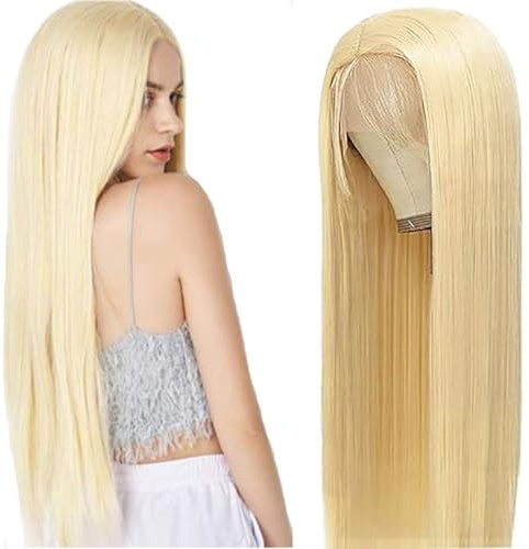 AiPliantfis Straight Human Hair Wig 13X4 Lace Echthaar Perücke Damen Glueless Wig Wear and Go Pre Plucked 150% Density Unprocessed Remy Hair for Women 613 Blonde 18 Zoll