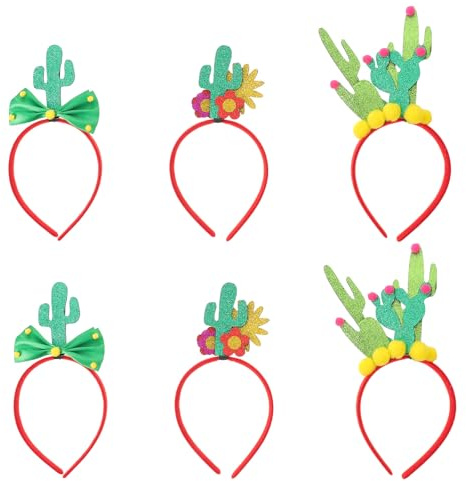HAPINARY 6pcs Mexican Fiesta Headband Tropical Cactus Costume Hair Accessory Comfortable Snug Fit for Cinco De Mayo Birthday Party
