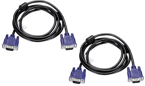 QUARKZMAN 2 PCS Câble VGA (5 ft 9 Broches) - Câble Vidéo Mâle À Mâle Pour TV PC Ordinateur Portable Écran Moniteur Projecteur, Bleu