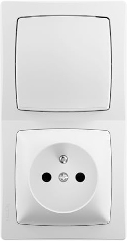 Legrand Interrupteur et Prise 2P+T Les Apparents, Complet blanc, Montage vertical en saillie, installation facile sans boîte à encastrer