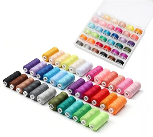 SUNSMAI Nähgarn Set 36 Farben, Reißfester Zwirn Allesnäher für Nähmaschine | inkl. Spulenbox mit Unterfaden, Nähmaschinengarn aus Polyester