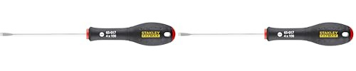 STANLEY 0-65-017 Tournevis, 4 X 100 Mm - Gamme FATMAX - Fabriqué En France - Lame En Acier - Liaison Quasi Incassable - Poignée Soft-Grip - Sablage De L'Empreinte (Lot de 2)