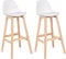 WOLTU Barhocker 2er Set Barstuhl aus Kunststoff Holz mit Lehne Design Stuhl Küchenstuhl Weiss