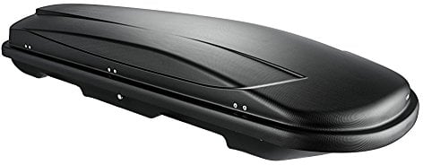 VDP Dachbox schwarz Juxt 400 Dachkoffer 400 Liter abschließbar + Alu-Relingträger aufliegende Reling kompatibel mit Audi kompatibel mit A4 (8K) Avant 2008-2014