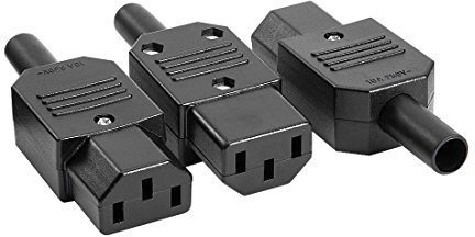 sourcing map 3Pcs AC250V 10A Conector De Adaptador De Enchufe De Alimentación Hembra De Montaje En Panel De 3P Iec320 C13