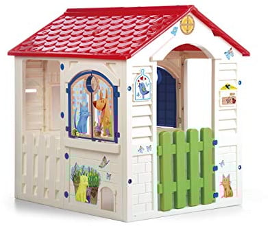 Chicos - Country Cottage Casita Infantil de Exterior e Interior, Fabricada en plástico Resistente y Duradero, Blanco, Única, Medidas 84 x 103 x 104 cm (89607)