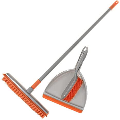 SIDCO Kehrset Gummibesen + Handbesen mit Schaufel Kehrblech 3 Teile Set Kehrgarnitur