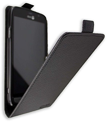 caseroxx Flip Cover für Doro Liberto 824/825 in schwarz – Handy-Tasche mit Kreditkartenfächern & Magnetverschluss aus Kunstleder, schlank & funktional