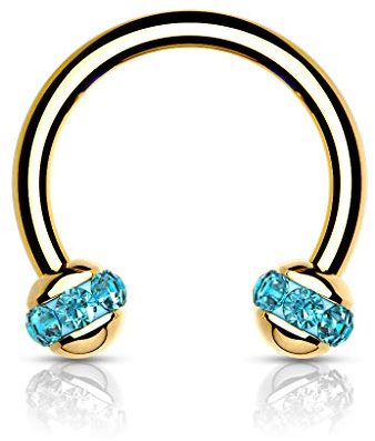 beyoutifulthings Hufeisen-Piercing Kristall Kugel Universal-Piercing Brust Nippel Nase Septum Ohr Daith Helix Cartilage viele Farben 1,2/8mm
