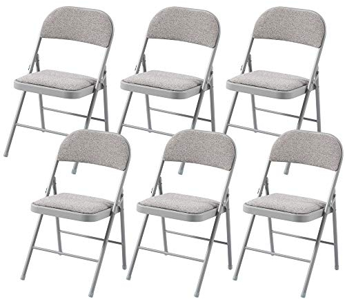 Charles Jacobs Cushioned Fabric Folding Chairs with a Grey Metal Frame - Set of 6
