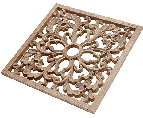 Luleke 2 Stück Holz Ornament Schrank, Holz Geschnitzte Möbel Appliques Ecke Onlay Applique Verziehrung Holz Ornament Holzornamente Bastelholz Schrank Wand Ecke Dekoration Möbel (20x20)