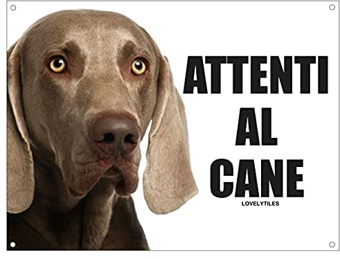 LOVELYTILES Weimaraner Achtung Hund Nummernschild aus Metall (20 x 30)