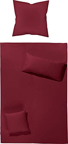 Erwin Müller Bettwäsche-Set Renforcé Würzburg, Uni weinrot Größe 80x80 cm / 135x200 cm - strapazierfähig und temperaturausgleichend, mit Reißverschluss