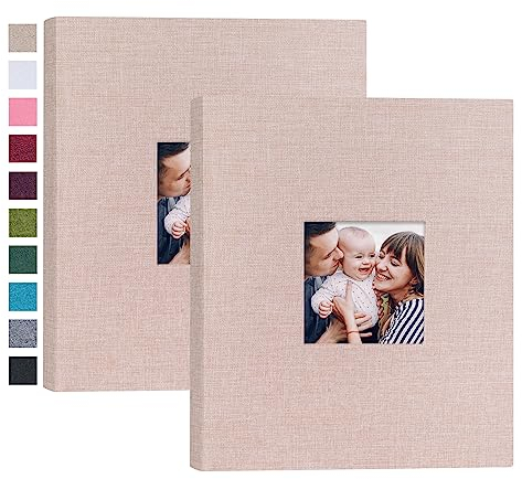 Mublalbum Kleines Fotoalbum, 20,3 x 25,4 cm, Leineneinband, jedes Mini-Fotobuch mit 26 Seiten, für 52 vertikale 20,3 x 25,4 cm, für Kunstwerke, Postkarten oder zur Aufbewahrung von Bildern, Beige