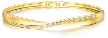 Philip Jones Bracelet jonc plaqué Or créé avec des Cristaux Zircondia®