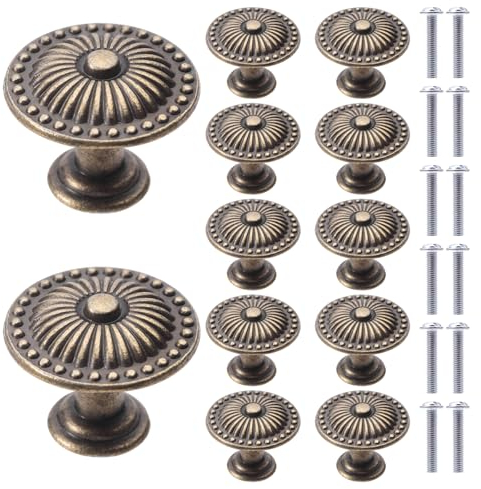 NAKUPENDA 12 Stück Antik Schubladenknöpfe Vintage Schranktürknöpfe Antiker Schubladengriffe Retro Küchenschrank Knäufe für Schrank, Schublade,Kommode (Typ 2)
