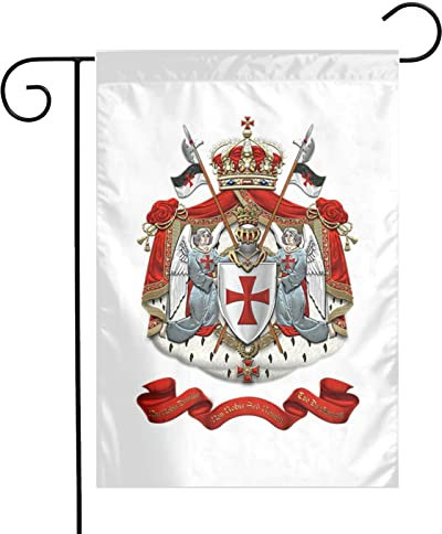 Armoiries des Templiers Drapeau De Jardin Verticale Décoration Bannière Résistant Aux Intempéries De Cour Drapeau pour La Fête De Vacances, De Ferme 30X45Cm