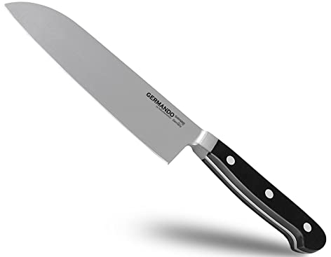 Kochmesser Santoku Messer Solingen Küchenmesser Geschmiedet Rostfreier Edelstahl Made in Germany Allzweckmesser Universalmesser mit Scharfer Schnittfläche zum Schneiden von Fleisch, Fisch und Gemüse